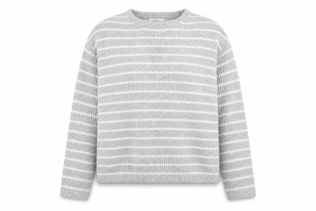 Marks & Spencer Women’s Grey Striped Knit Waffle Jumper Size M