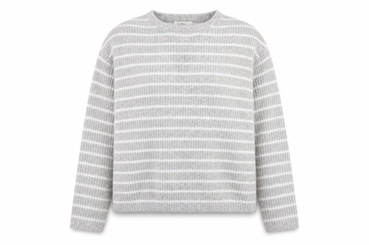 Marks & Spencer Women’s Grey Striped Knit Waffle Jumper Size M