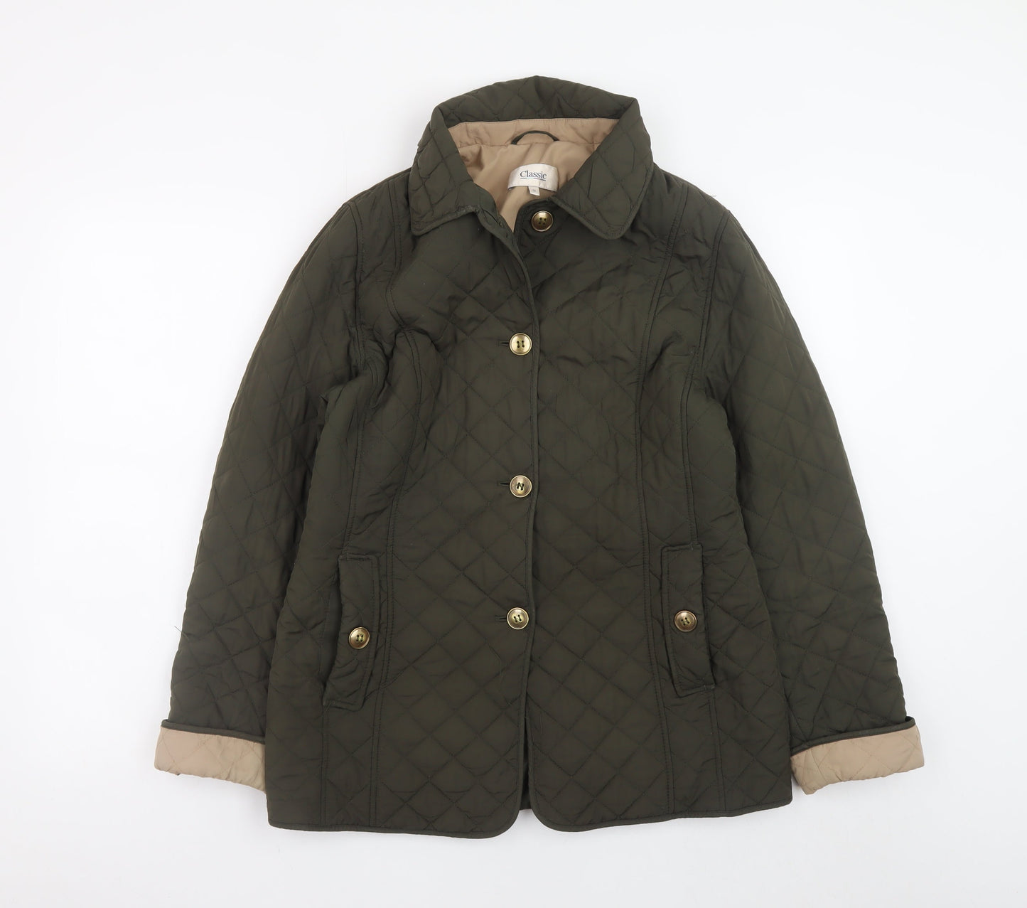 Marks and Spencer Women’s Green Quilted Mid-Length Jacket UK 12
