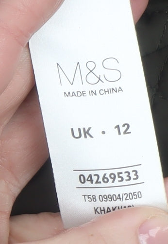 Marks and Spencer Women’s Green Quilted Mid-Length Jacket UK 12