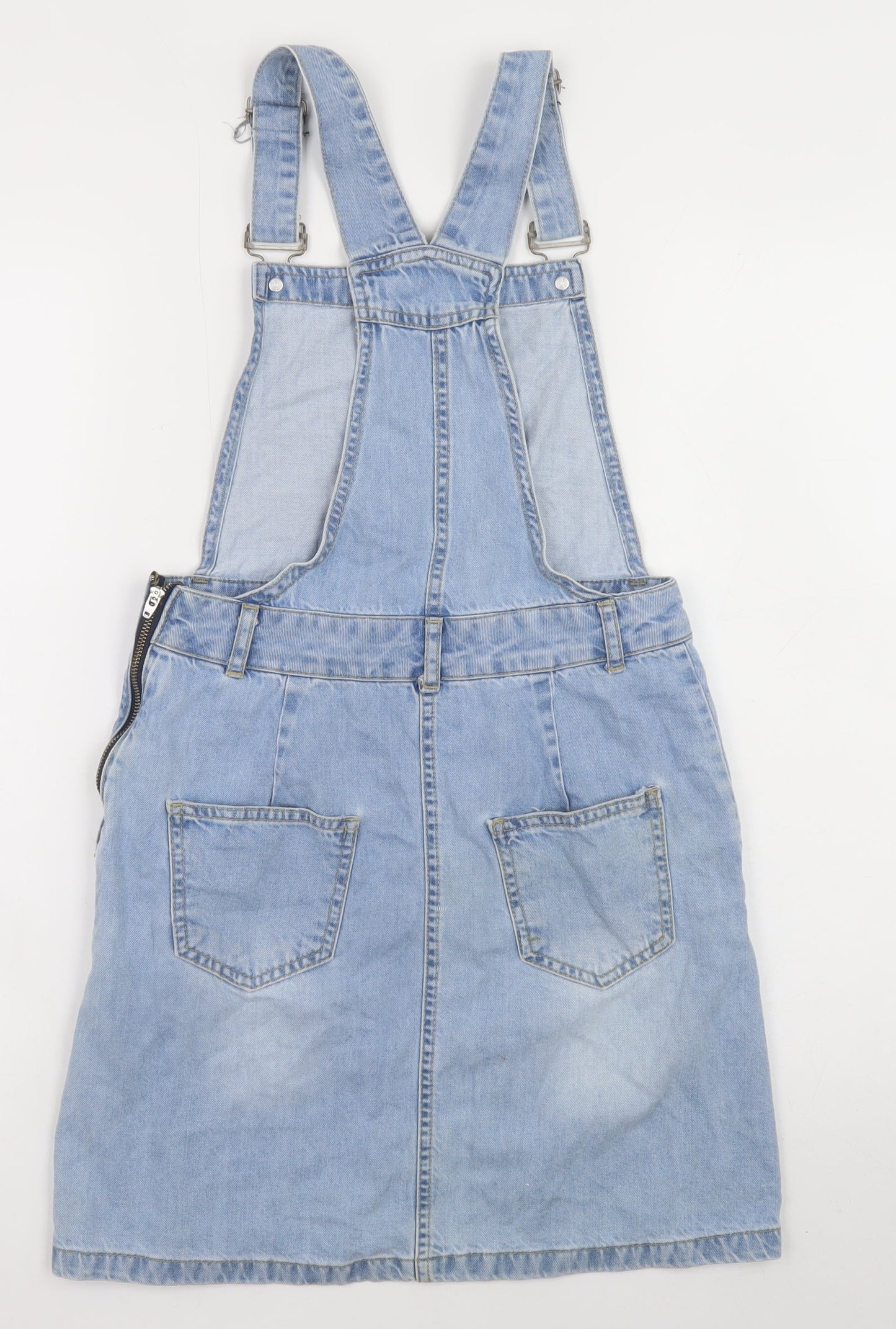 New Look Women Blue Denim Pinafore Dress Size 8 Casual Style