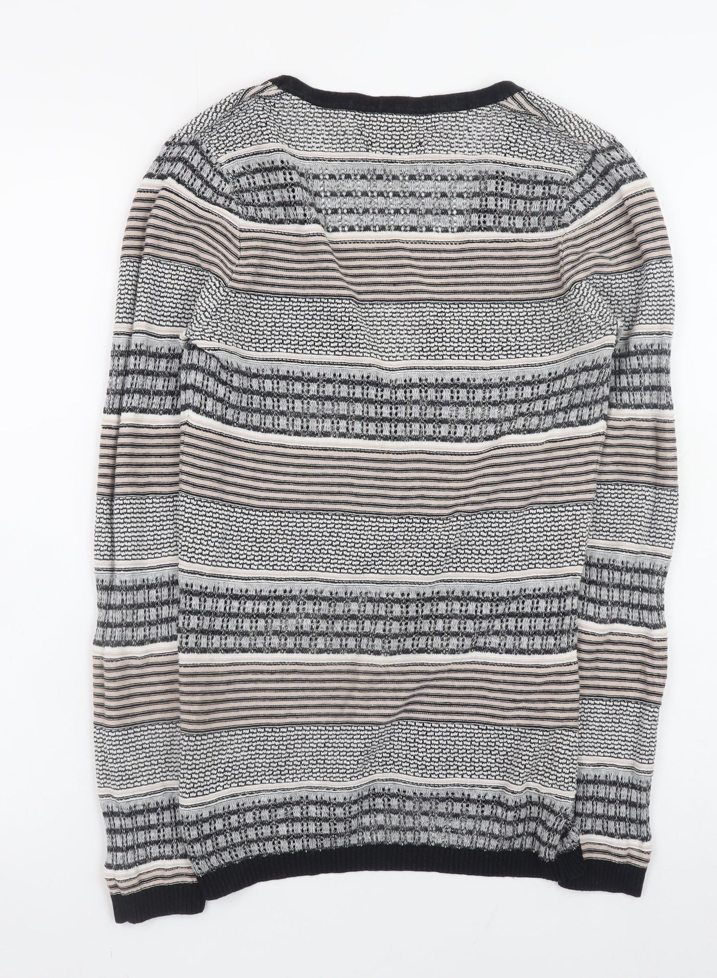 Paul Costelloe Women’s Beige Striped Linen Blend V-Neck Cardigan Size S