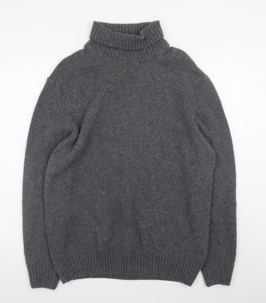 Zara Women Grey Wool Roll Neck Long Sleeve Jumper Size 16