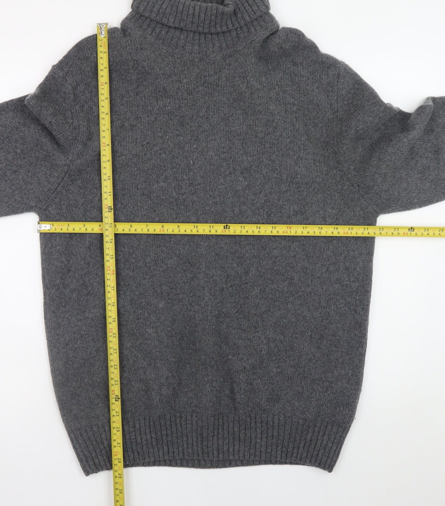 Zara Women Grey Wool Roll Neck Long Sleeve Jumper Size 16