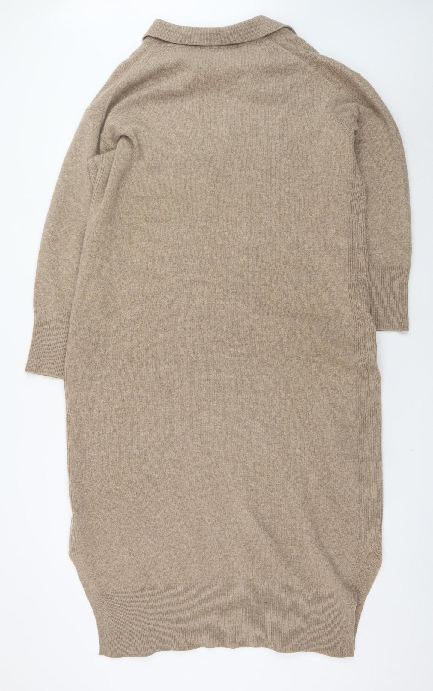 Whistles Women Beige Wool Collared Jumper Dress M