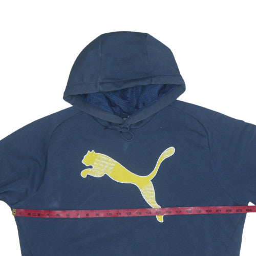 Puma Men's Blue Pullover Hoodie L Sports Graphic Cotton Blend