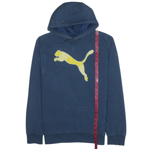 Puma Men's Blue Pullover Hoodie L Sports Graphic Cotton Blend