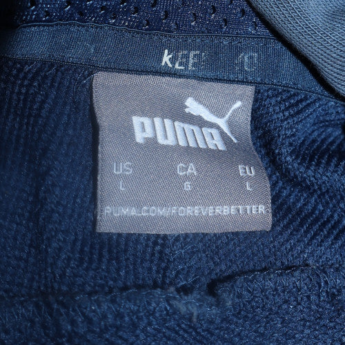 Puma Men's Blue Pullover Hoodie L Sports Graphic Cotton Blend