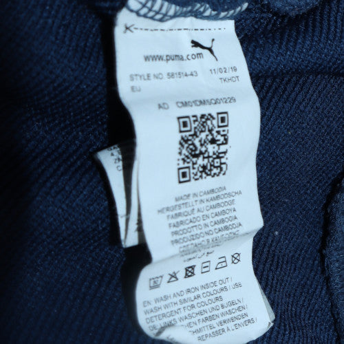 Puma Men's Blue Pullover Hoodie L Sports Graphic Cotton Blend