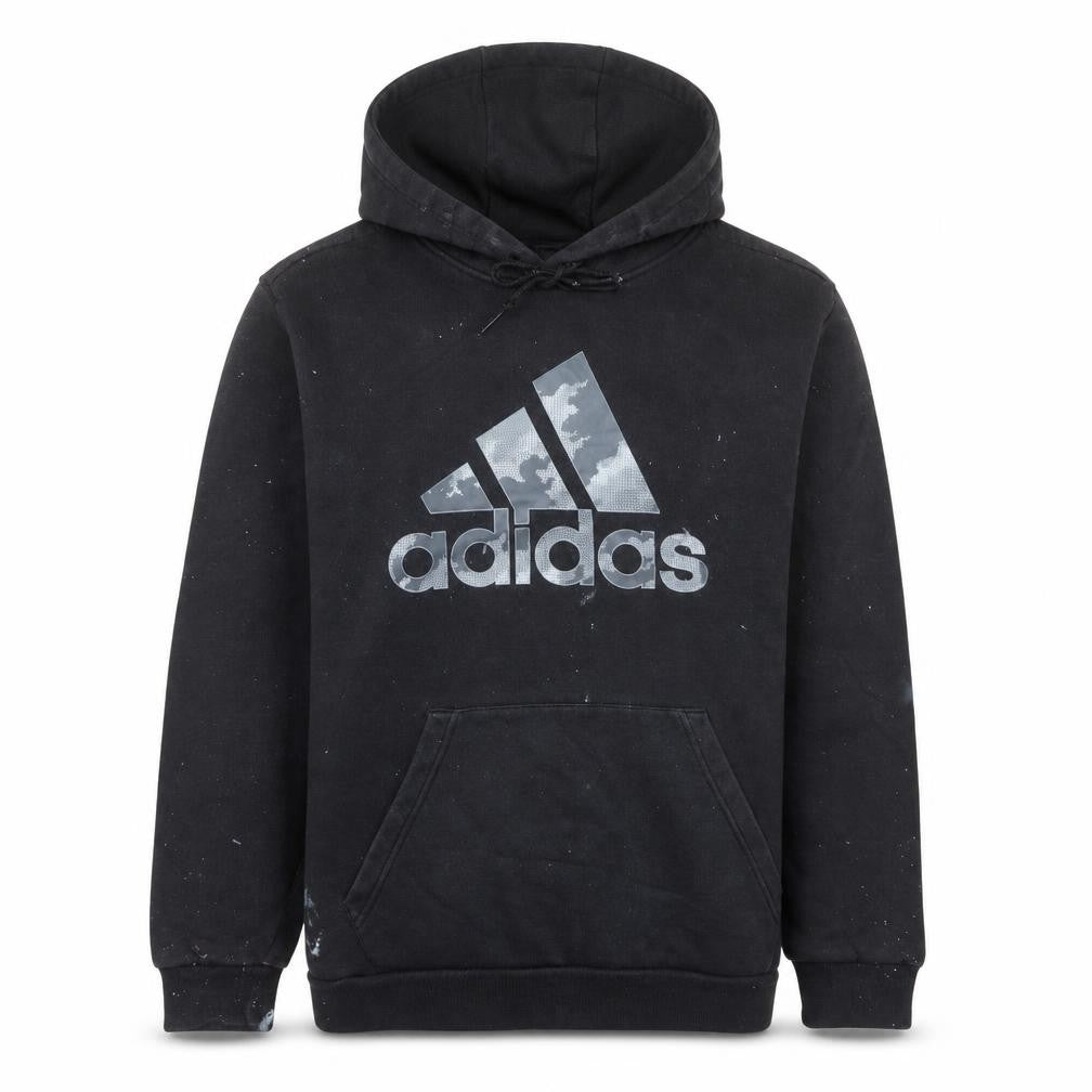 Adidas Men Black L Pullover Hoodie Logo Fleece Sweatshirt