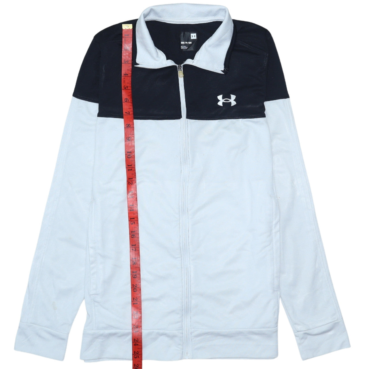 Under Armour Men's White Track Jacket Size S Colourblock Full Zip