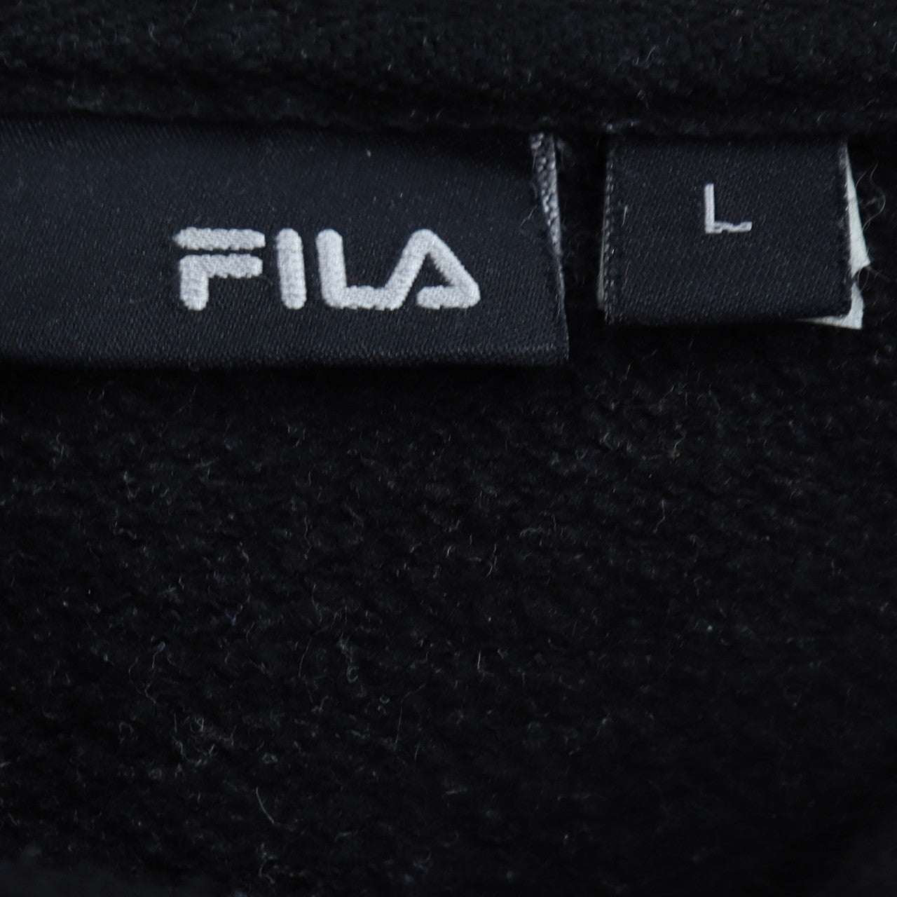 FILA Mens Black Pullover Hoodie L Logo Graphic Fleece Sweatshirt
