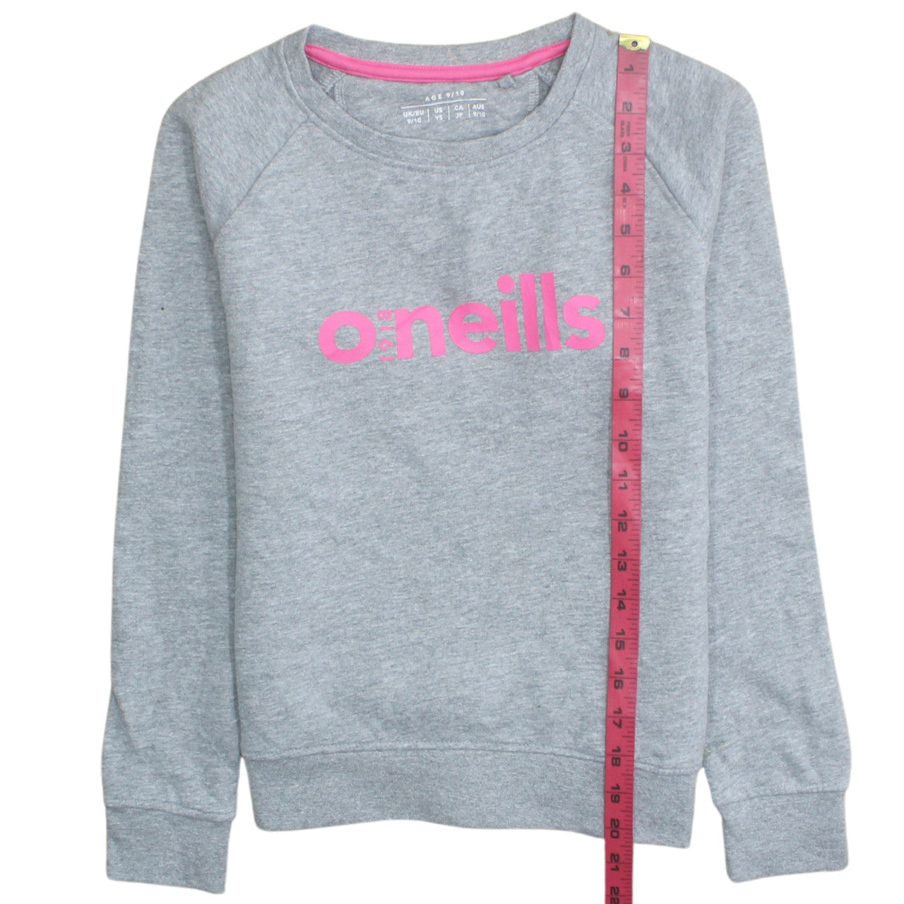 O'Neills Girls Grey Pullover Sweatshirt 9-10 Years Logo Crew Neck