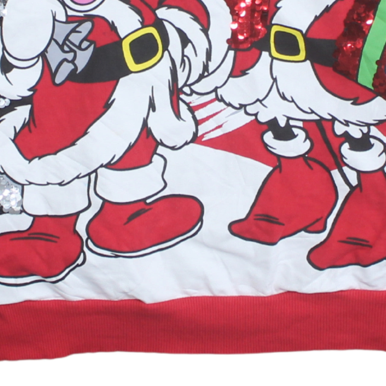 Disney at George Red Christmas Sweatshirt Women M Sequin Mickey Minnie