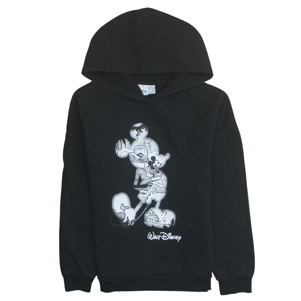 Disney Black Mickey Mouse Hoodie XS Women Pullover Graphic Print