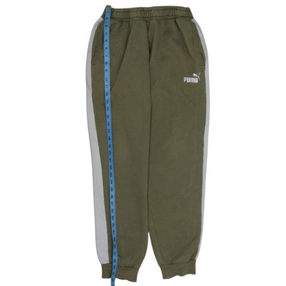 Close-up detail of Puma Men's Green Regular Fit Sweatpants with Logo M