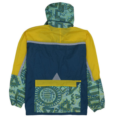 Decathlon Men’s Blue Yellow 90s Retro Hooded Anorak Jacket Size M