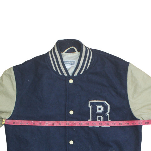 Rainbow Collection Men's Blue Varsity Jacket 33R Wool Blend