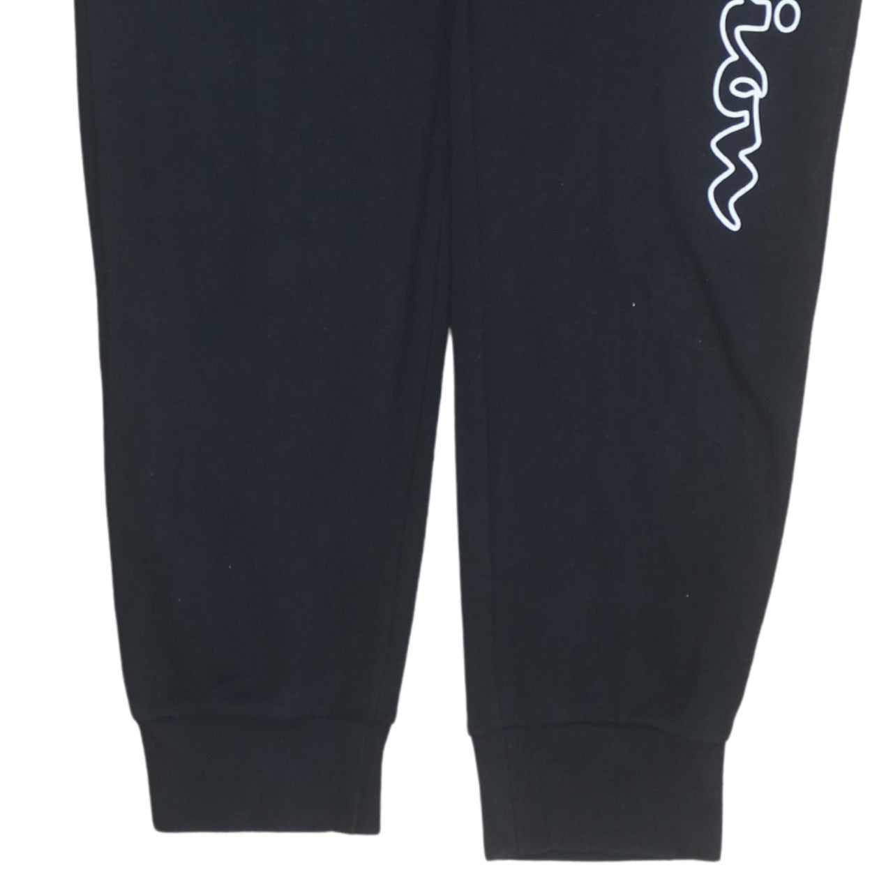 Champion Men's Black Jogger Trousers L Logo Cuffed Sweatpants