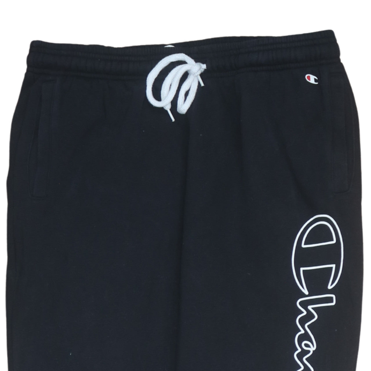 Champion Men's Black Jogger Trousers L Logo Cuffed Sweatpants