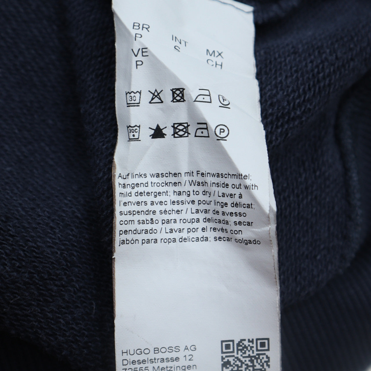 Hugo Boss Men's Blue Crew Neck Long Sleeve Cotton Sweatshirt S