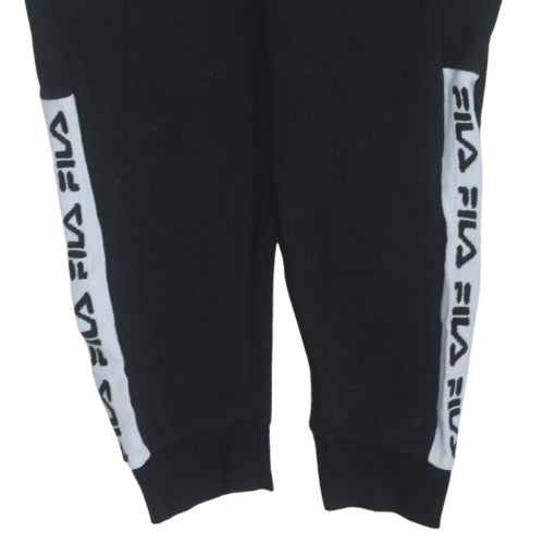 FILA Men's Black Jogger Trousers L Logo Cuffed Fleece Regular Fit