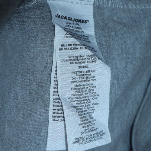 Jack & Jones Men's Grey Full Zip Hoodie XL Regular Fit