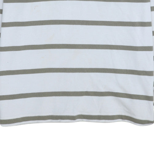 Stone Bay Men’s White Striped Collared Rugby Sweatshirt M Regular Fit