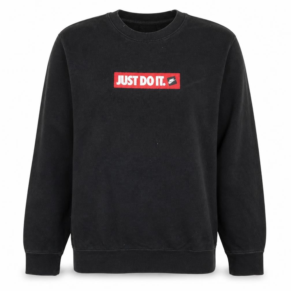 Nike Men's Black Small Crew Neck Pullover Sweatshirt Just Do It Logo