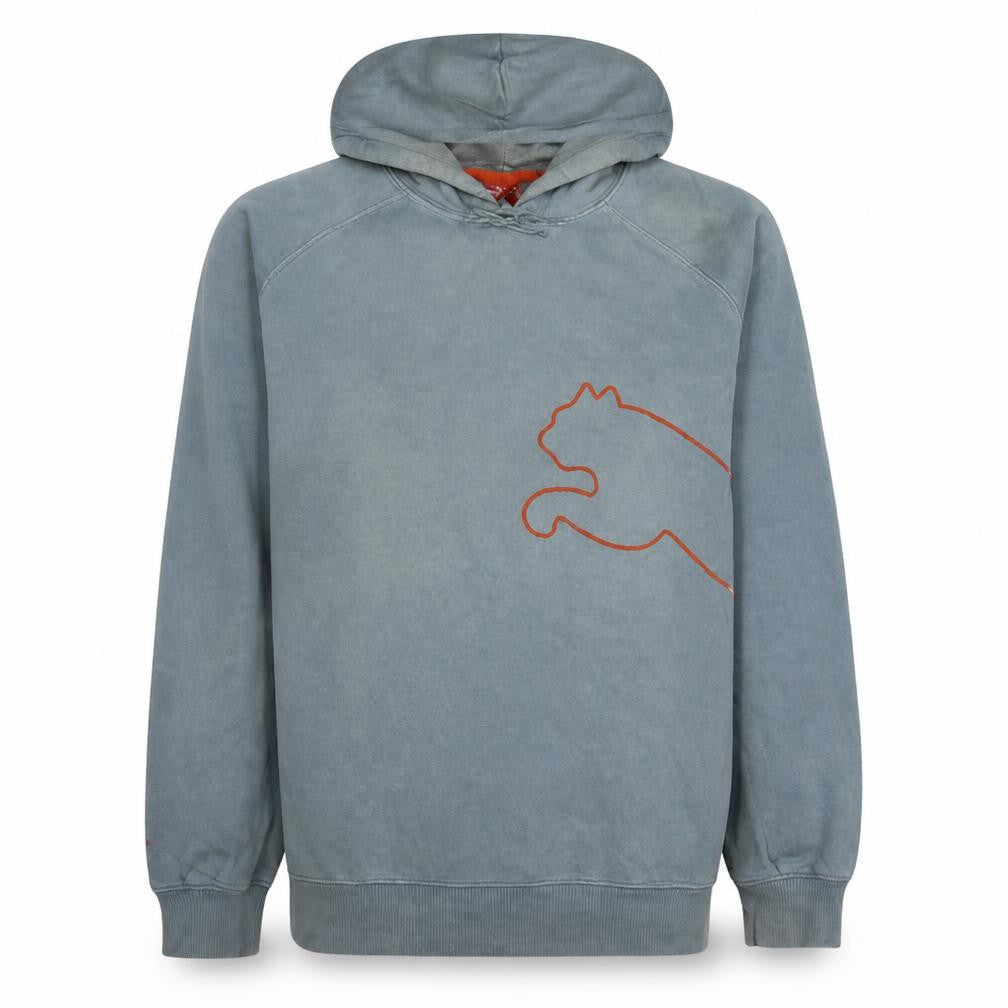 Puma Men’s Grey XL Pullover Fleece Hoodie with Logo Print