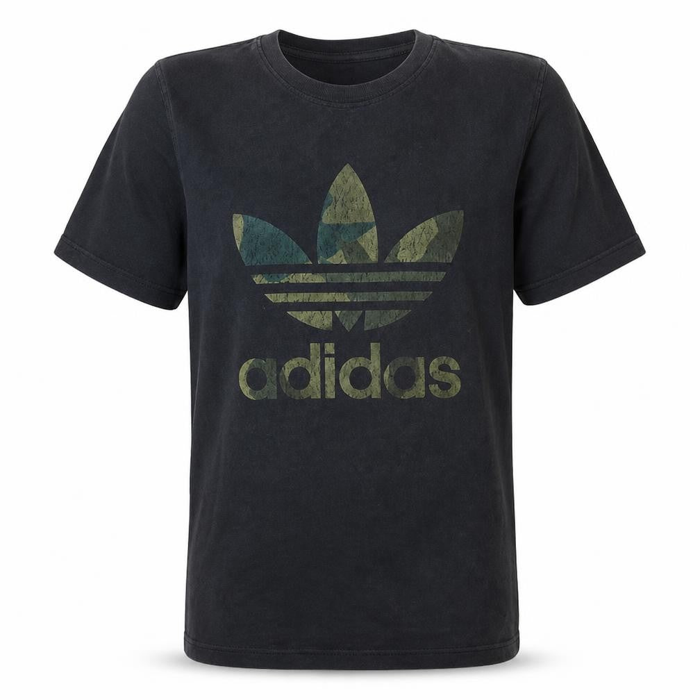 Adidas Men's Black Trefoil Logo Graphic Cotton T-Shirt M