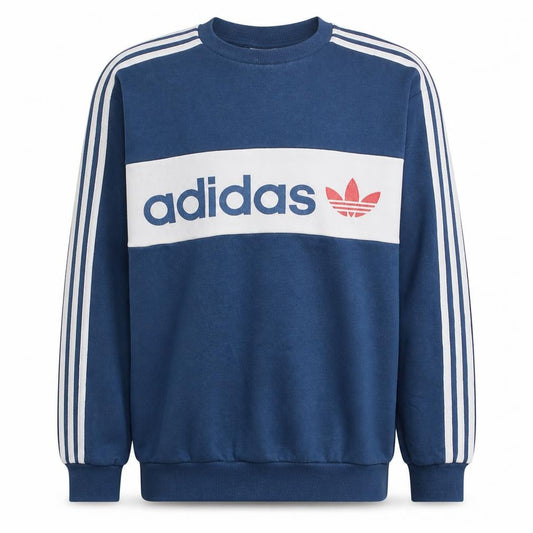 Adidas Men's Blue Small Pullover Sweatshirt Crew Neck Retro Logo