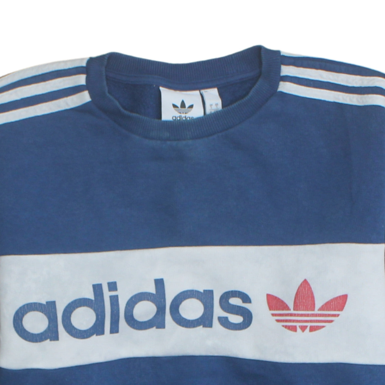 Adidas Men's Blue Small Pullover Sweatshirt Crew Neck Retro Logo