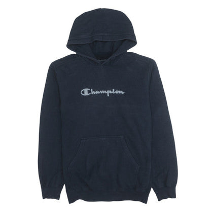 Champion Womens Navy Blue Pullover Hoodie Size M Logo Print Cotton