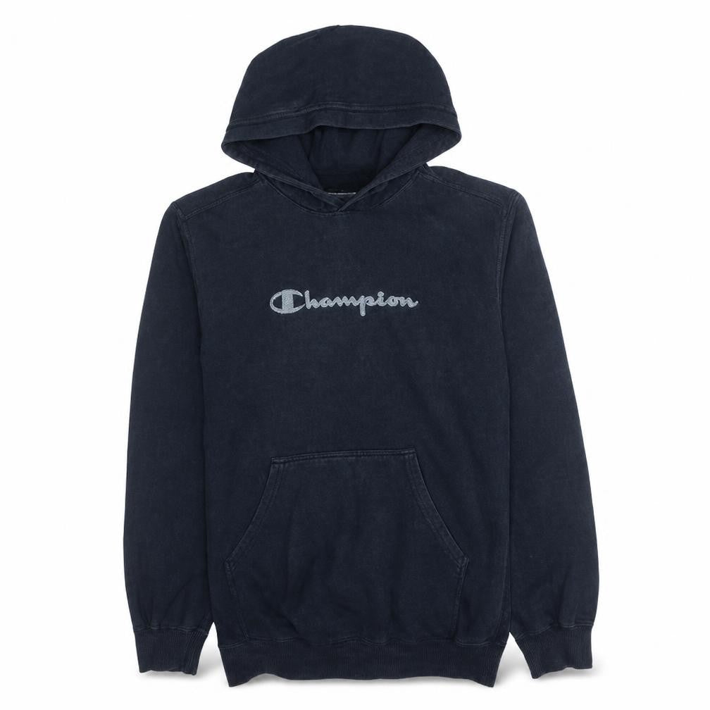 Champion Womens Navy Blue Pullover Hoodie Size M Logo Print Cotton