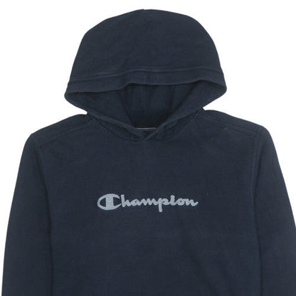 Champion Womens Navy Blue Pullover Hoodie Size M Logo Print Cotton
