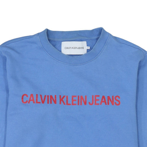 Calvin Klein Jeans Men's Blue Logo Cotton Crew Neck Sweatshirt M