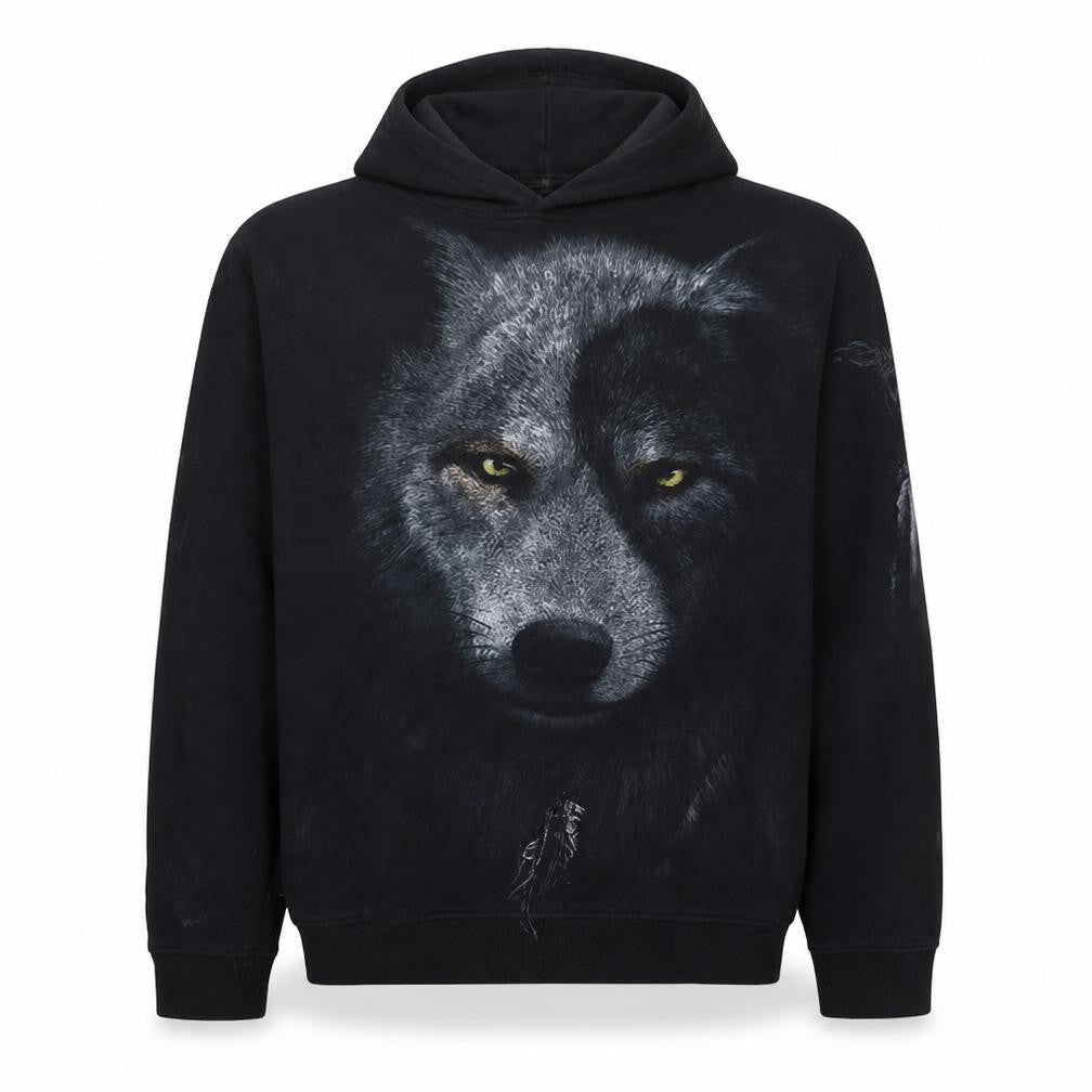 Spiral Men's Black Wolf Graphic Pullover Hoodie Size L