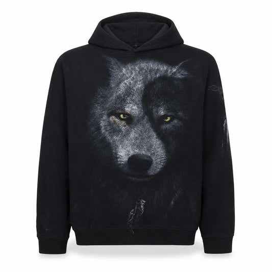 Spiral Men's Black Wolf Graphic Pullover Hoodie Size L