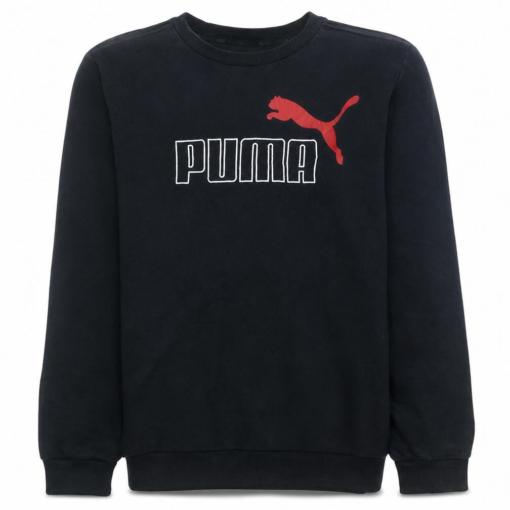 Puma Boys Black Pullover Sweatshirt 15-16 Years Logo Graphic Fleece