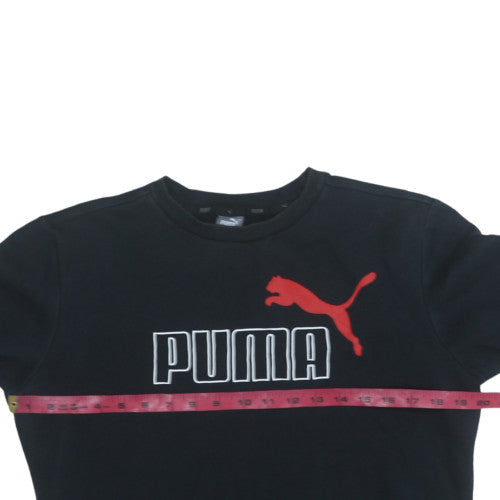 Puma Boys Black Pullover Sweatshirt 15-16 Years Logo Graphic Fleece