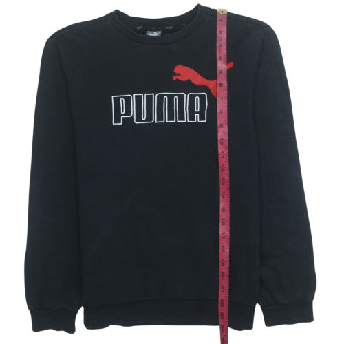 Puma Boys Black Pullover Sweatshirt 15-16 Years Logo Graphic Fleece
