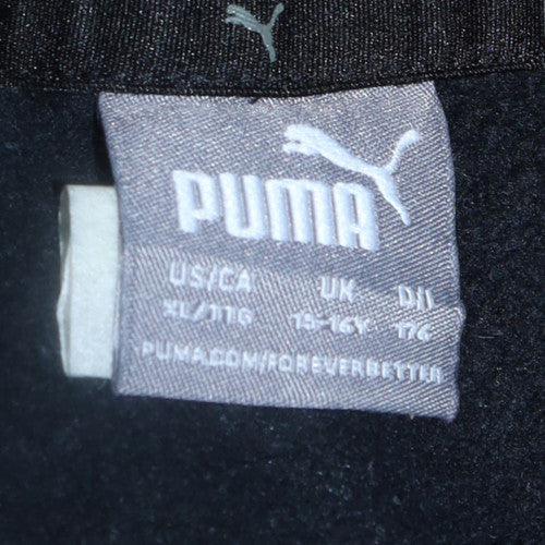 Puma Boys Black Pullover Sweatshirt 15-16 Years Logo Graphic Fleece