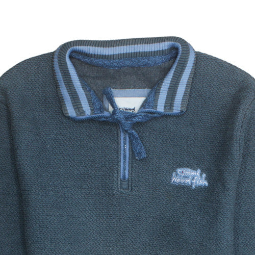 Weird Fish Men's Blue Henley 1/4 Zip Sweatshirt Size M