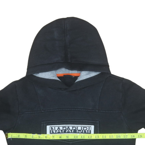 Napapijri Boys Black Pullover Hoodie 10 Years Logo Fleece Sweatshirt