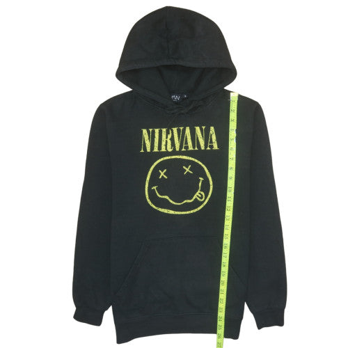 BoohooMAN Men's Black Nirvana Graphic Pullover Hoodie Size S