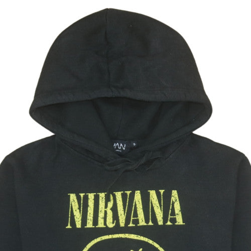 BoohooMAN Men's Black Nirvana Graphic Pullover Hoodie Size S