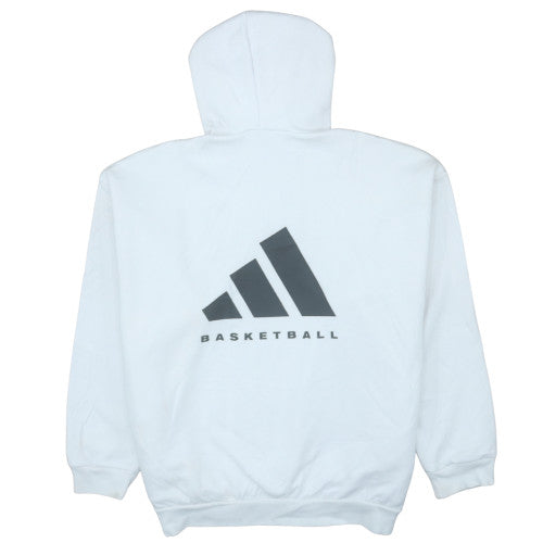 Adidas Men's White Pullover Hoodie M Basketball Fleece Sweatshirt