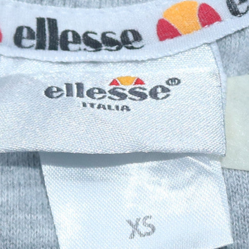 Ellesse Womens XS Grey Pink Black Crew Neck Pullover Sweatshirt