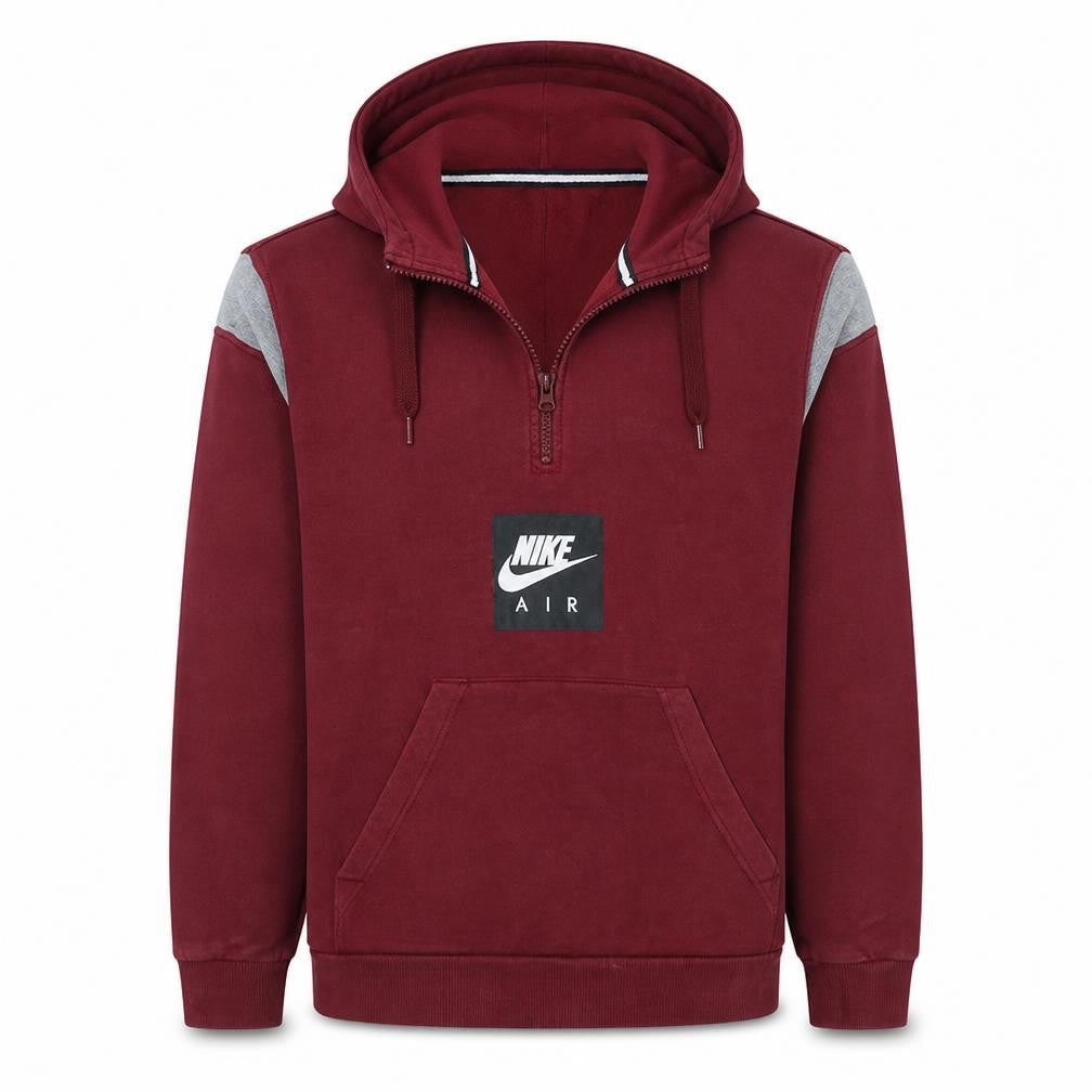 Nike Air Men's Burgundy Half Zip Hoodie Size S Cotton Blend